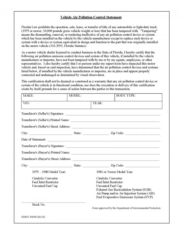 Air Pollution Control Device Certification Florida RV Trade Association